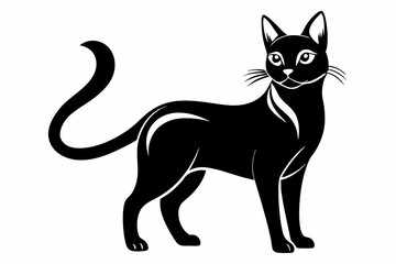 cat silhouette line art vector illustration with a white background