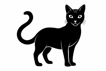 cat silhouette line art vector illustration with a white background