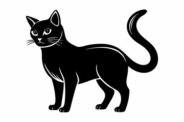 cat silhouette line art vector illustration with a white background