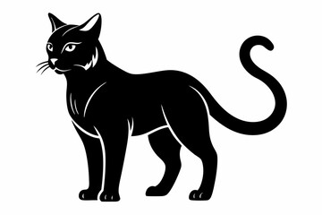 cat silhouette line art vector illustration with a white background