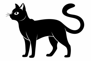 cat silhouette line art vector illustration with a white background
