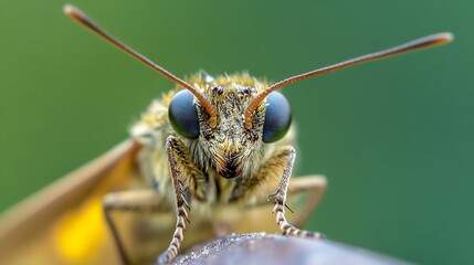 Detailed Macro Shot of Butterfly Closeup Showing Antennae and Eyes : Generative AI