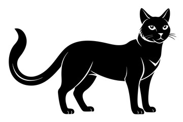 cat silhouette line art vector illustration with a white background