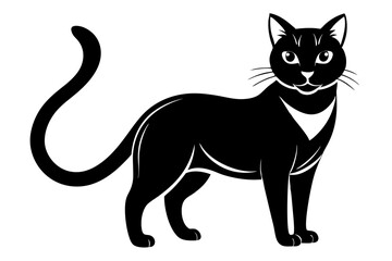 cat silhouette line art vector illustration with a white background