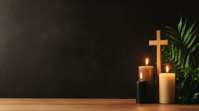 Solemn memorial display with glowing candles and crosses for Martyrs' Day in Uganda