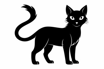 cat silhouette line art vector illustration with a white background