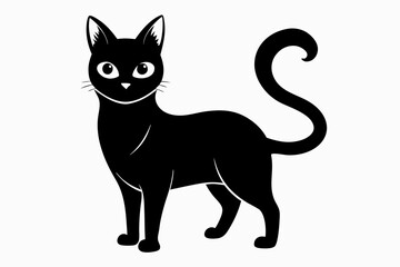 cat silhouette line art vector illustration with a white background