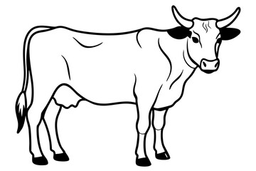 cattle silhouette line art vector illustration with a white background