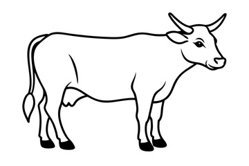 cattle silhouette line art vector illustration with a white background