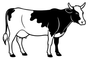 cattle silhouette line art vector illustration with a white background