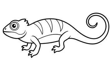 chameleon silhouette line art vector illustration with a white background