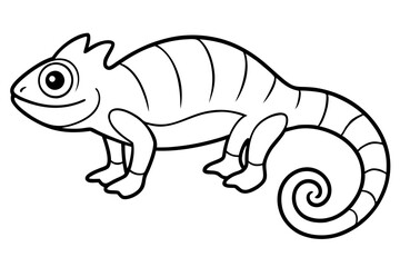chameleon silhouette line art vector illustration with a white background
