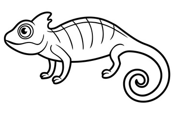 chameleon silhouette line art vector illustration with a white background