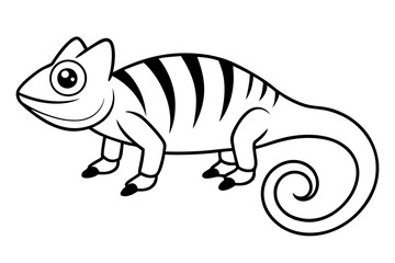 chameleon silhouette line art vector illustration with a white background