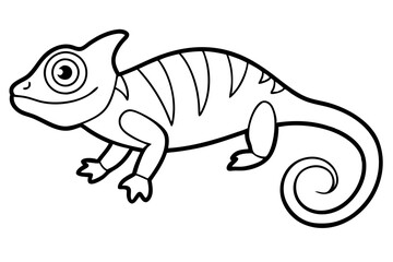 chameleon silhouette line art vector illustration with a white background