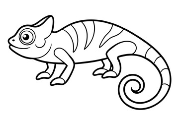 chameleon silhouette line art vector illustration with a white background