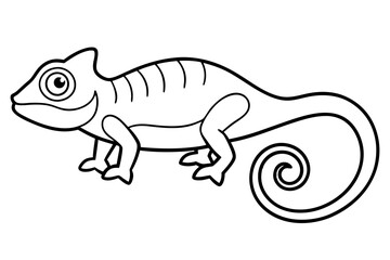 chameleon silhouette line art vector illustration with a white background