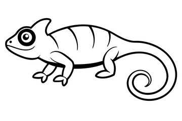 chameleon silhouette line art vector illustration with a white background