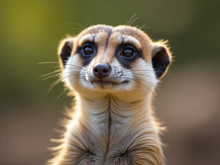 Fototapeta premium A Serene Meerkat Gazes Thoughtfully With A Shallow Depth Of Field, Its Features Softly Blurred In The Background. 00002