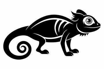 chameleon silhouette line art vector illustration with a white background