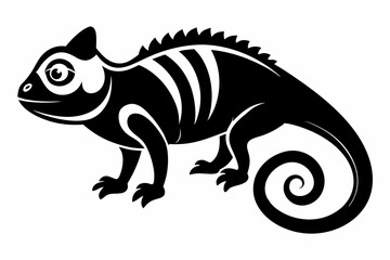 chameleon silhouette line art vector illustration with a white background
