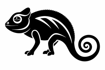 chameleon silhouette line art vector illustration with a white background