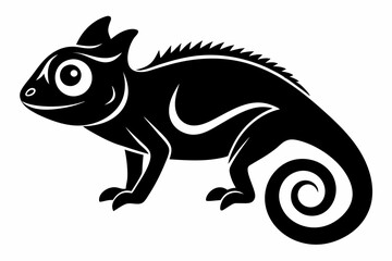chameleon silhouette line art vector illustration with a white background