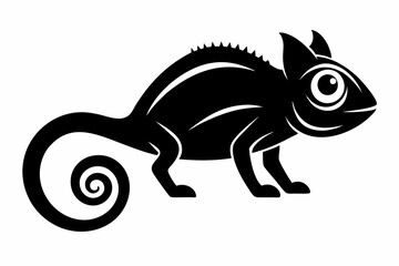 chameleon silhouette line art vector illustration with a white background