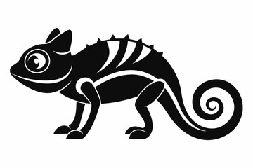 chameleon silhouette line art vector illustration with a white background