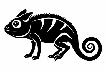 chameleon silhouette line art vector illustration with a white background