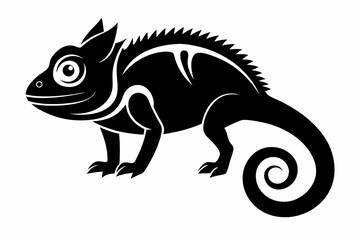 chameleon silhouette line art vector illustration with a white background