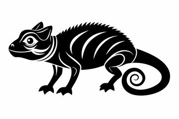 chameleon silhouette line art vector illustration with a white background