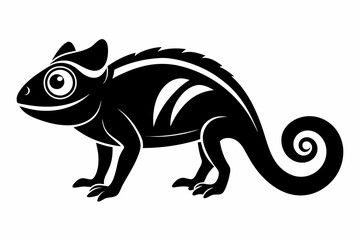 chameleon silhouette line art vector illustration with a white background