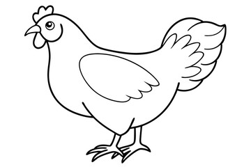 chicken silhouette line art vector illustration with a white background