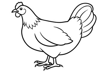 chicken silhouette line art vector illustration with a white background