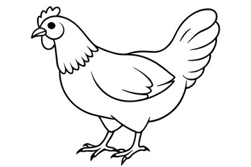 chicken silhouette line art vector illustration with a white background