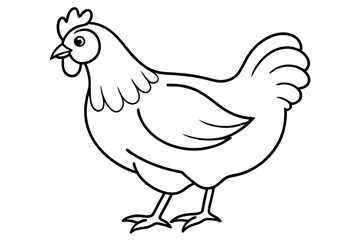 chicken silhouette line art vector illustration with a white background