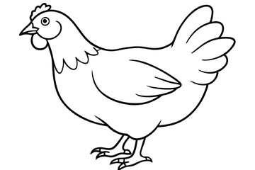 chicken silhouette line art vector illustration with a white background