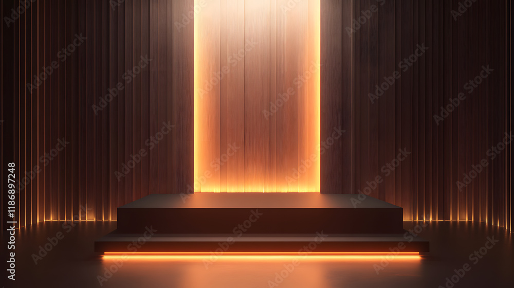Poster empty 3d rendering promotion stage for product presentations. digital drawing mockup design.