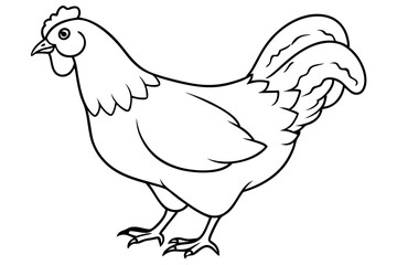 chicken silhouette line art vector illustration with a white background