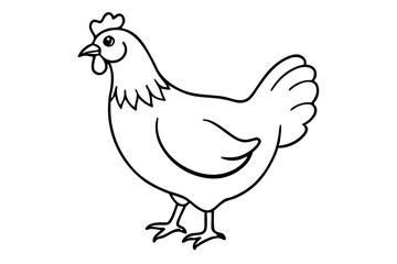 chicken silhouette line art vector illustration with a white background