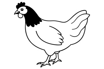 chicken silhouette line art vector illustration with a white background