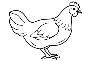 chicken silhouette line art vector illustration with a white background