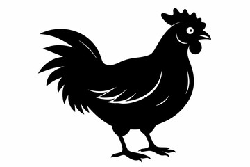 chicken silhouette line art vector illustration with a white background