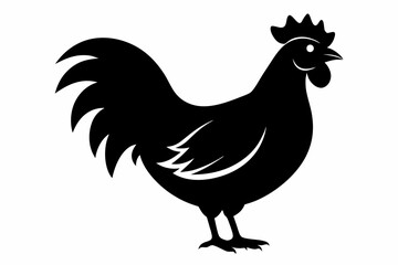 chicken silhouette line art vector illustration with a white background