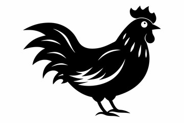 chicken silhouette line art vector illustration with a white background