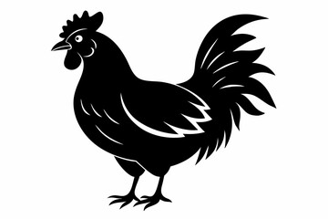 chicken silhouette line art vector illustration with a white background