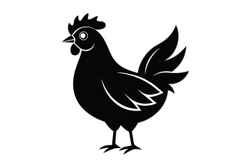 chicken silhouette line art vector illustration with a white background
