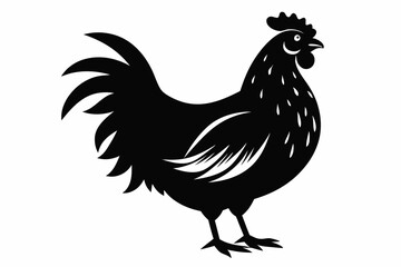 chicken silhouette line art vector illustration with a white background