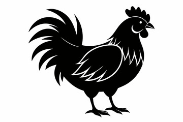 chicken silhouette line art vector illustration with a white background